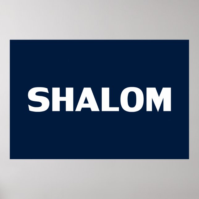 Poster Shalom, Paix, bleu marine blanc moderne simple (Devant)