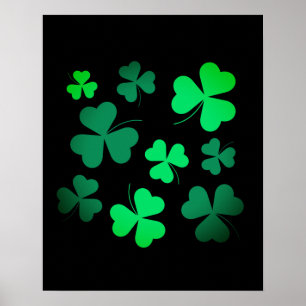 Poster Shamrock Clover Irlande Irish Modern Green & Black