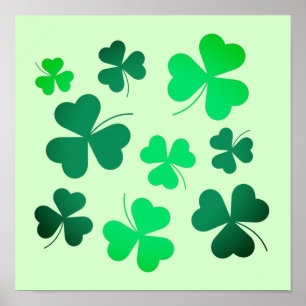 Poster Shamrock Clover Leaf Irlande Jour de la Saint Patr