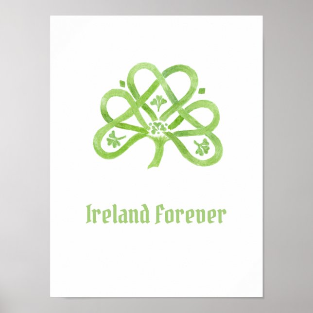 Poster Shamrock d'aquarelle verte celtique (Devant)