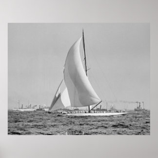 Poster Shamrock III à l'America's Cup Finish 1903