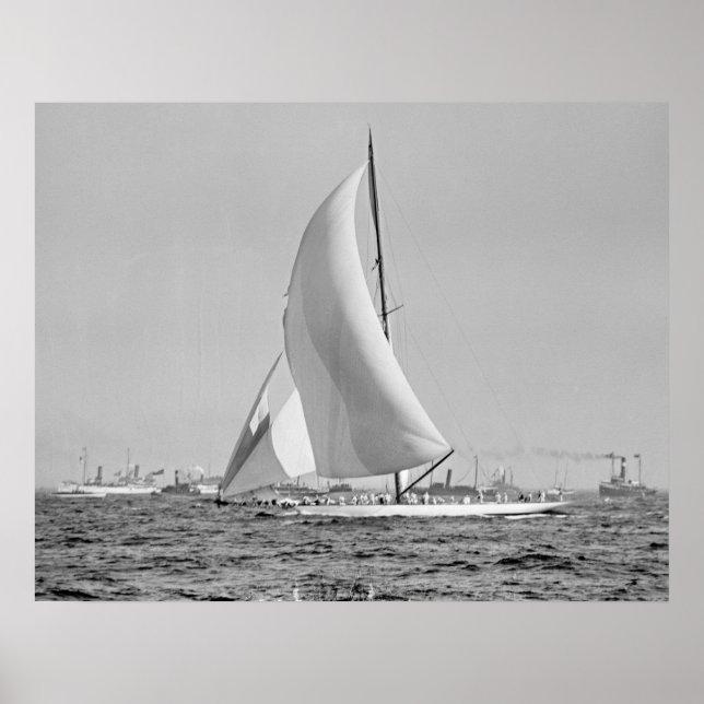 Poster Shamrock III à l'America's Cup Finish 1903 (Devant)