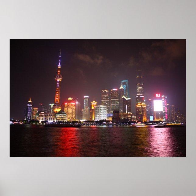Poster Shanghai par nuit Chine (Devant)