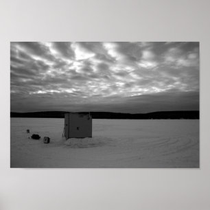 Poster Shanty de pêche sur glace, péninsule supérieure du
