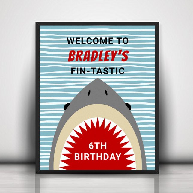 Poster Shark Bite N'importe quel âge Anniversaire Fête Af (Créateur téléchargé)