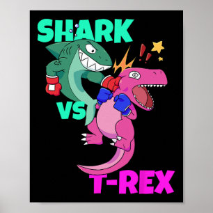 Poster Shark Vs Dinosaur T Rex Gants De Boxe Pour Enfants