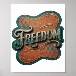 Poster Sharp Blue FREEDOM Design Moderne