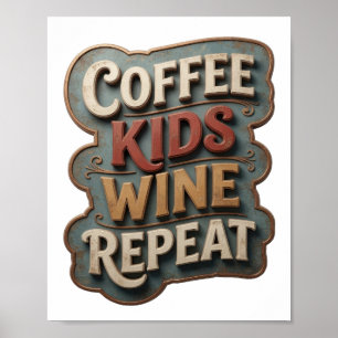 Poster Sharp Gold CAFÉ ENFANTS VIN RÉPÉTER