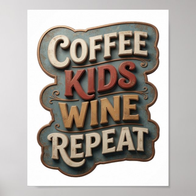 Poster Sharp Gold CAFÉ ENFANTS VIN RÉPÉTER (Devant)