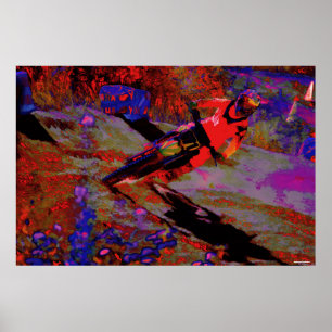 Poster Sharp Turn - Motocross Dirt-Bike Racer