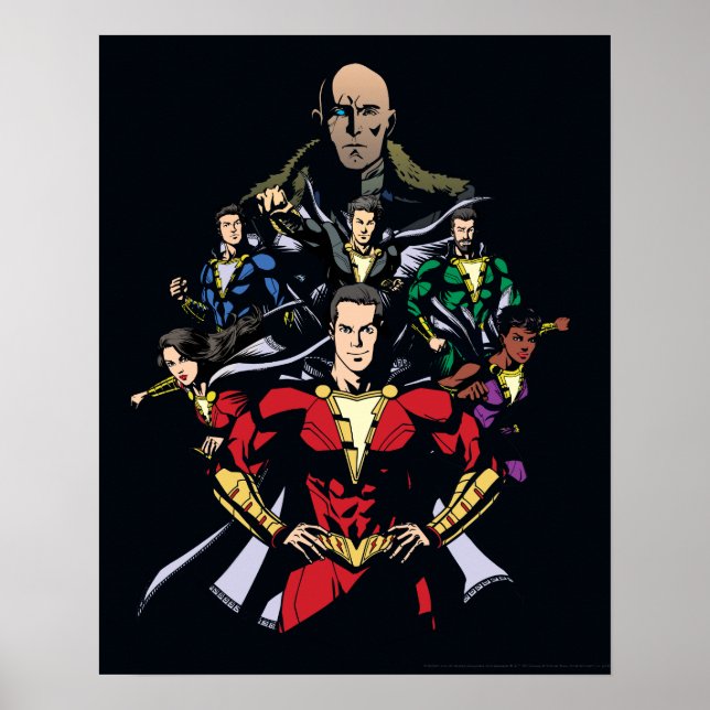 Poster SHAZAM ! | Shazam Family Vs. Dr Sivana (Devant)