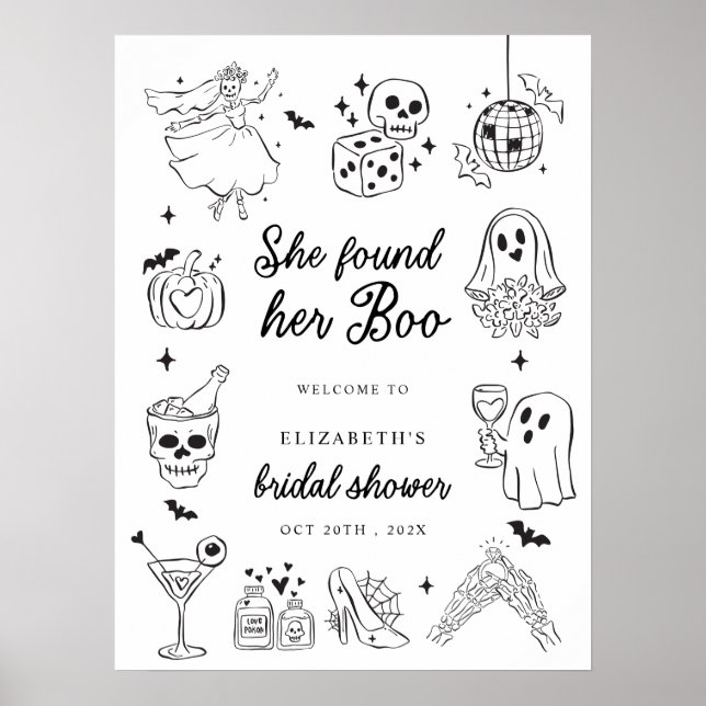 Poster She Found Her Boo Bridal Shower Welcome Sign (Devant)