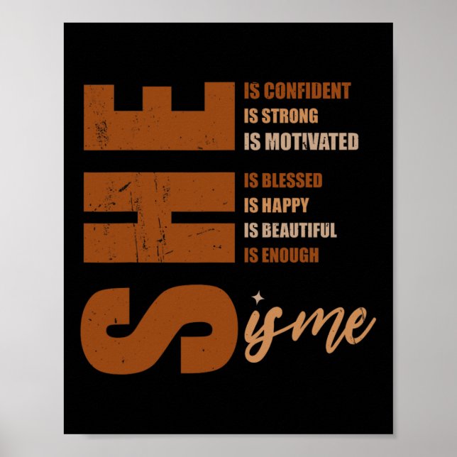 Poster She Is Me Strong Educated Blessed Black History Wo (Devant)