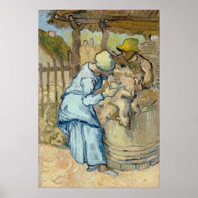 Poster Sheep Shearer après Millet par Vincent Van Gogh (Devant)