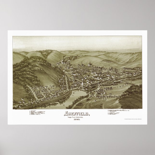 Poster Sheffield, PA Carte panoramique - 1895 (Devant)