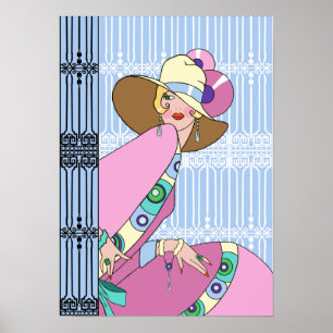 Poster Shelby, Madame des années 1930 dans le bleu et le