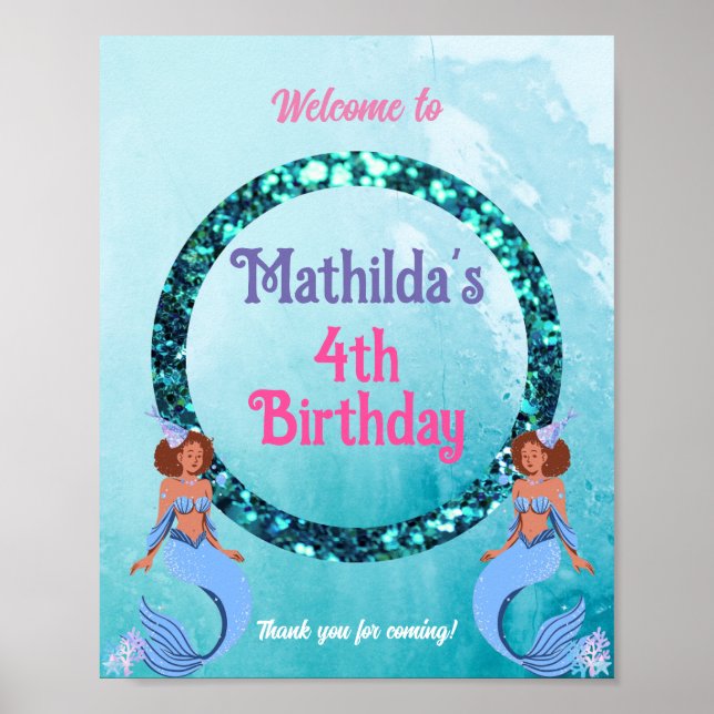 Poster Shell-ebrate ! mermaid thème Je suis le bienvenu | (Devant)