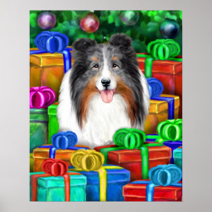 Poster Shelter Noël Open Gifts Blue Merle