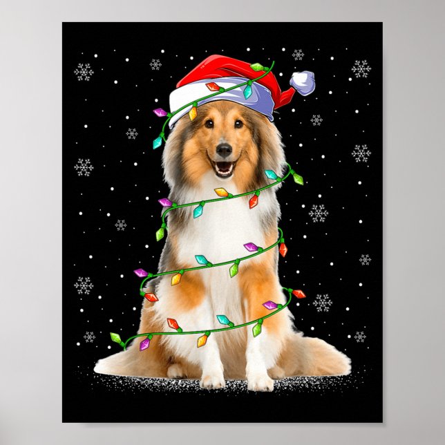 Poster Sheltie Dog Lover Xmas Lighting Santa Sheltie Chri (Devant)