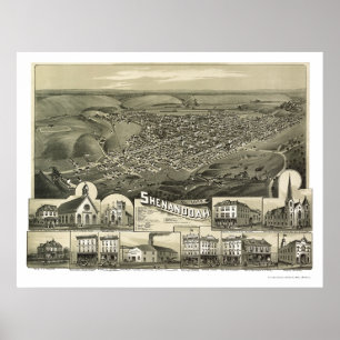 Poster Shenandoah, carte panoramique de PA - 1889