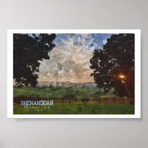 POSTER SHENANDOAH WATERCOLOR - VIRGINIE ÉTATS-UNIS
