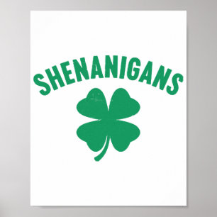 Poster Shenanigans Trèfle Saint-Patrick Rétro 