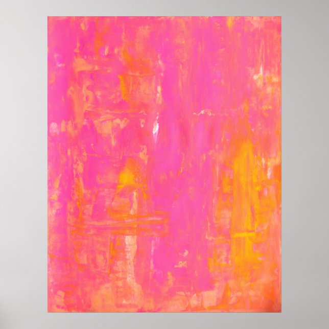Poster 'Sherbet' Art Abstrait rose et jaune (Devant)