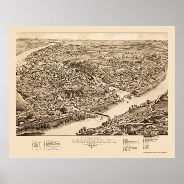 Poster Sherbrooke, Québec, Canada Carte panoramique - 188 (Devant)