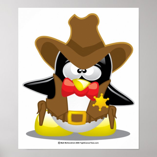 Poster Sheriff Cowboy Penguin (Devant)