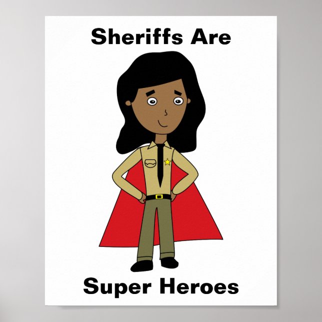 Poster Sheriffs Super Hero Femme Noir Africain Américain (Devant)
