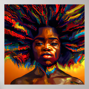 Poster Shero Rainbow Cheveux Black Melanin Afro Queen Cro