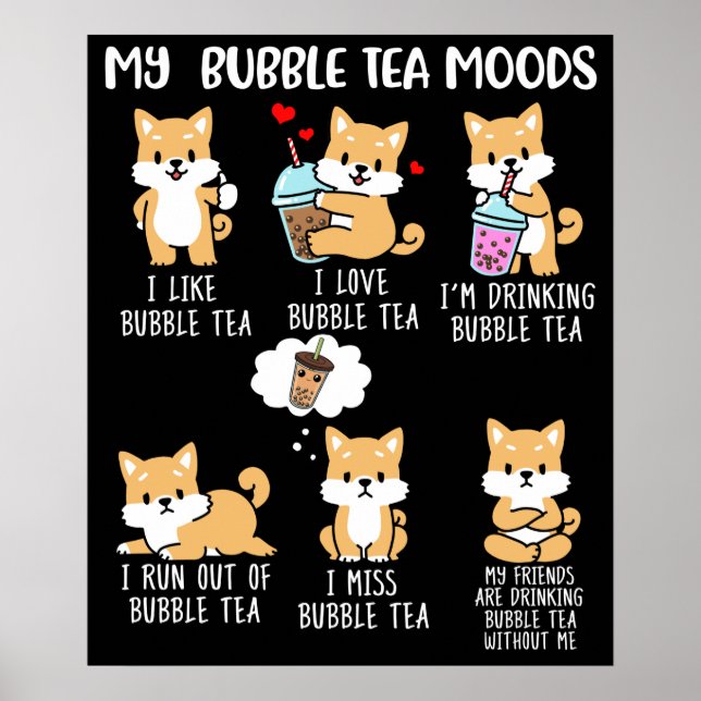 Poster Shiba Inu Buble Tea Women Boba Tea Dog Bug Tea (Devant)