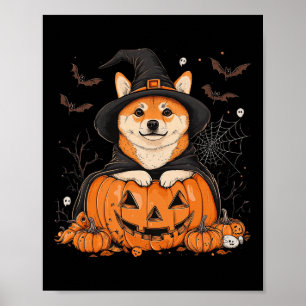 Poster Shiba Inu Chien Citrouille Halloween Thanksgiving