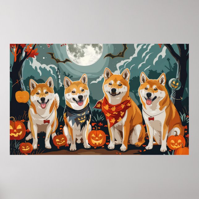 Poster Shiba Inu Halloween Éffrayant (Devant)