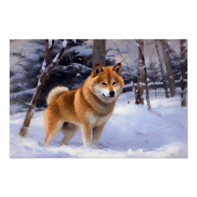 Poster Shiba Inu Laissez Neige Noël (Devant)