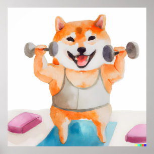 Poster Shiba Inu Pratiquer le Carré de Yoga