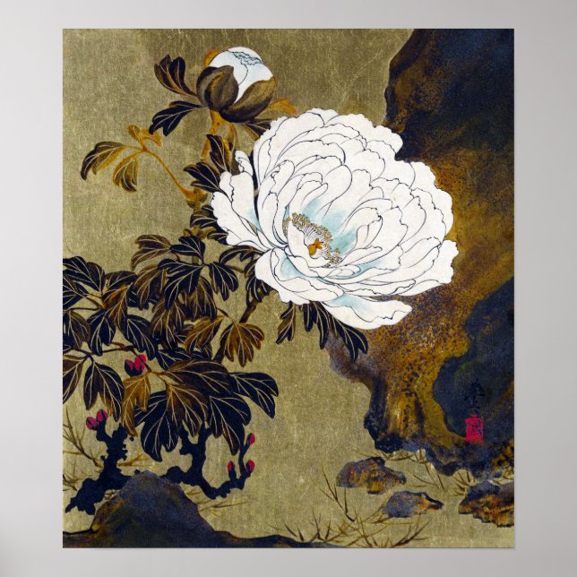 Poster Shibata Zeshin Peonies (Devant)