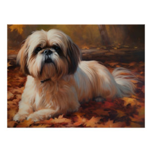 Poster Shih Tzu à l'automne Feuilles automne Inspire