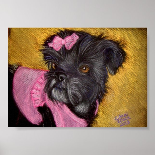 Poster Shih-tzu avec cou rose (Devant)