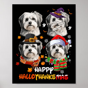 Poster Shih Tzu Dog Hallothanksmas Halloween Thanksgiving