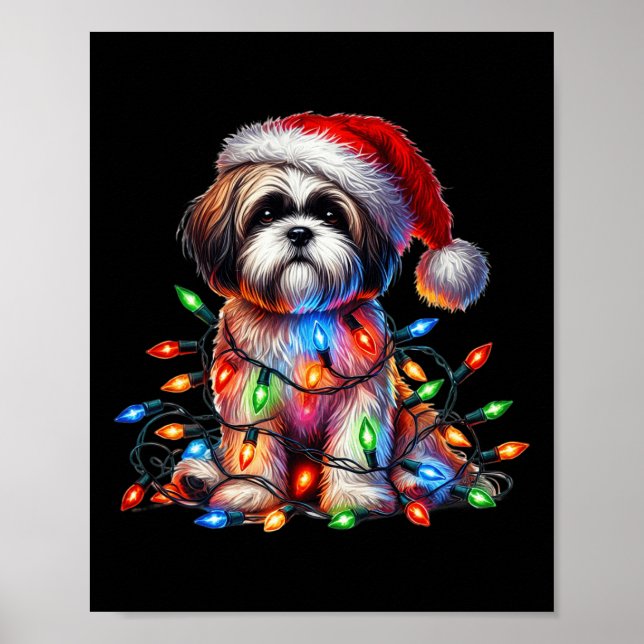 Poster Shih Tzu illuminations de Noël Amoureux des chiens (Devant)