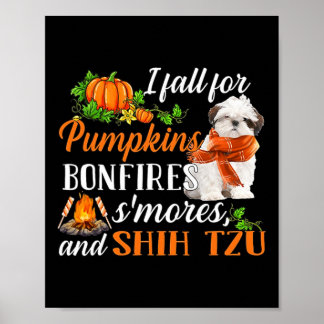Poster Shih Tzu Je Tombe Pour Citrouilles Bonfires Smores