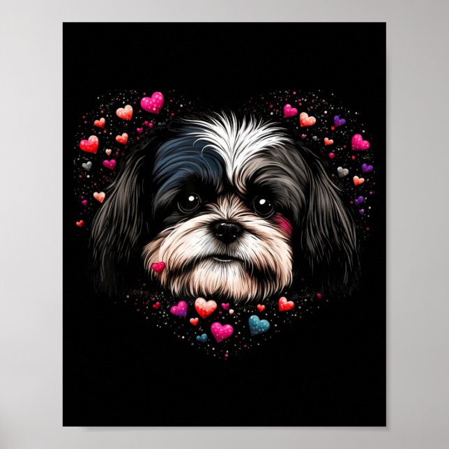 Poster Shih Tzu Love Heart For Valentines Day On Shih Tzu (Devant)