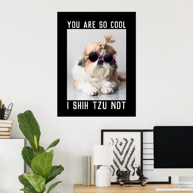 Poster Shih Tzu Not fun cute cool dog Custom text (Bureau à domicile)