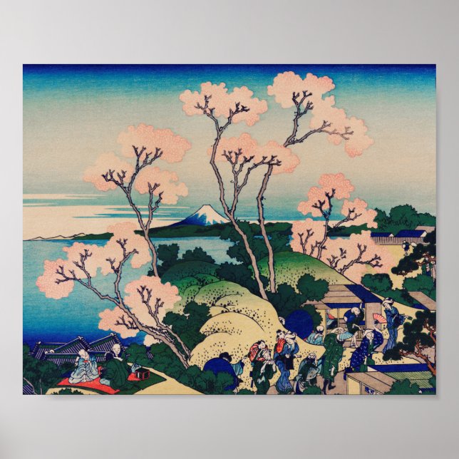 Poster Shinagawa sur le Tokaido par Katsushika Hokusai (Devant)