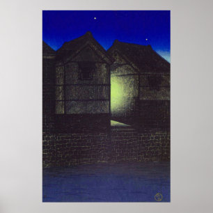 Poster Shinkawa la nuit Kawase Hasui