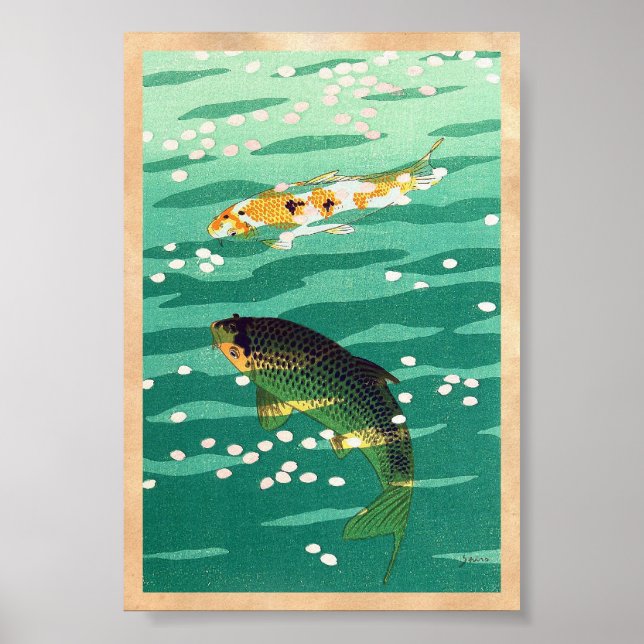 Poster Shiro Kasamatsu Karp Koi étang à poissons art japo (Devant)