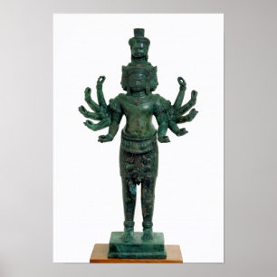 Poster Shiva avec beaucoup de bras et de têtes, Angkor