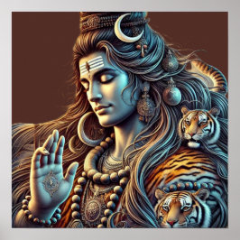 Poster Shiva l'Ascète - Yogi himalayen dans la Méditerran