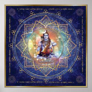 Poster Shiva Mahamrityunjaya. Santé, Paix, Prospérité